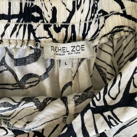 Rachel Zoe Monochrome Leaf Pattern Pants - Picture 2 of 3